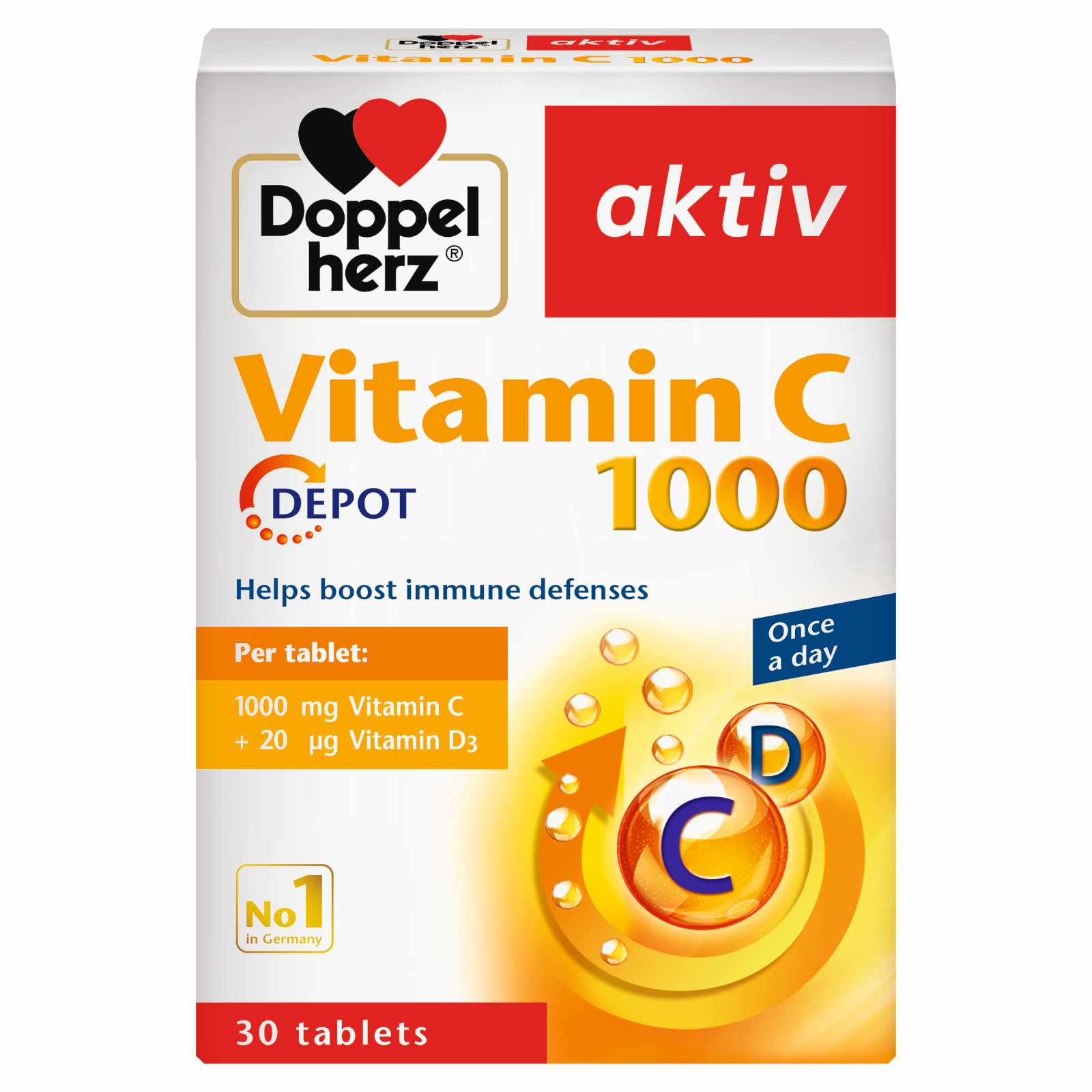 DOPPELHERZ VIT C 1000 + VIT D TABS 30 - Product Image