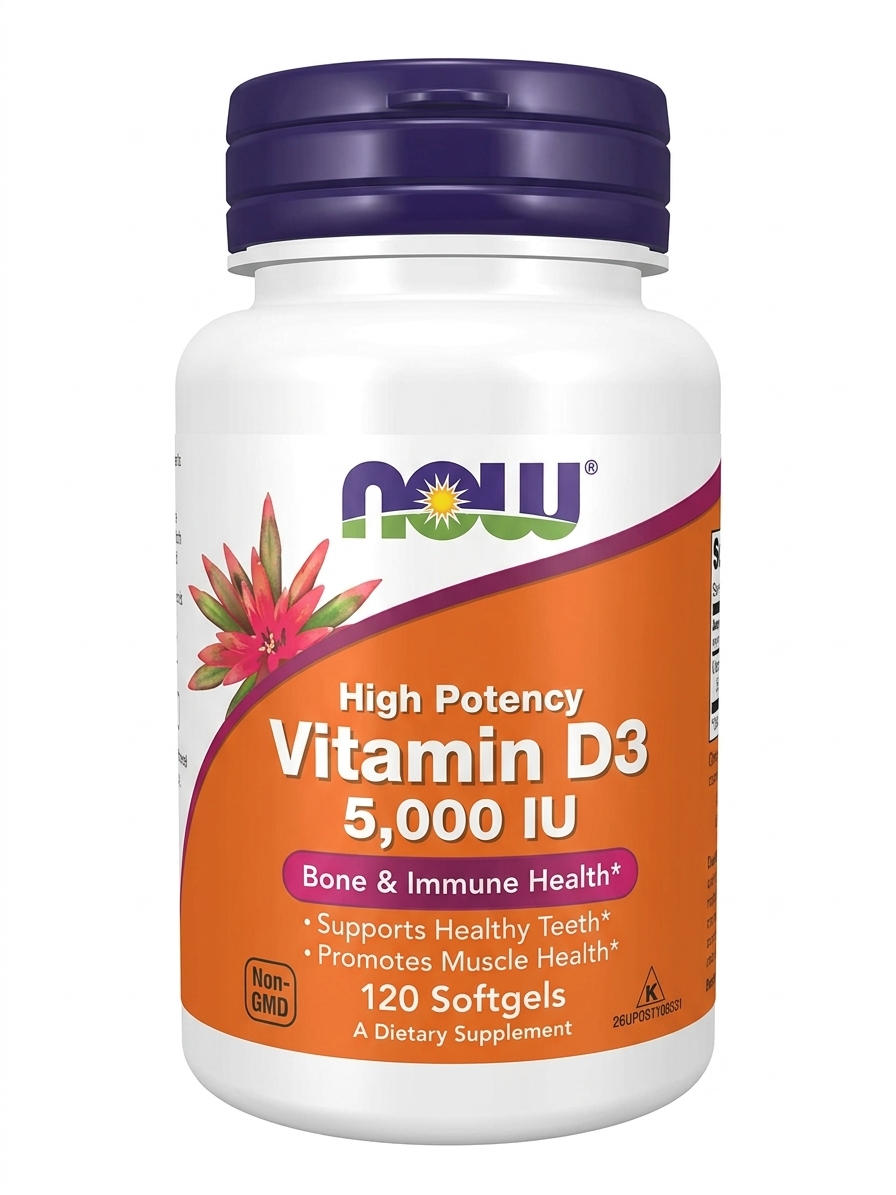 NOW  VITAMIN D3 5000IU SOFT GEL 120*S - Product Image