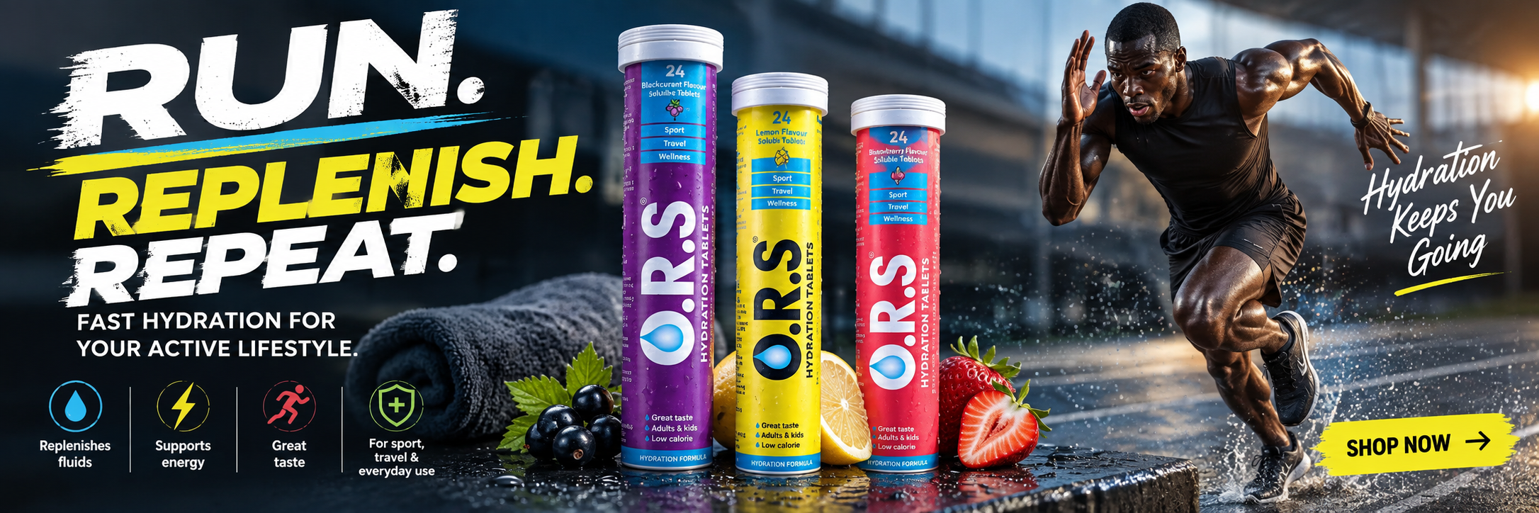 O.R.S. hydration tablets promotion